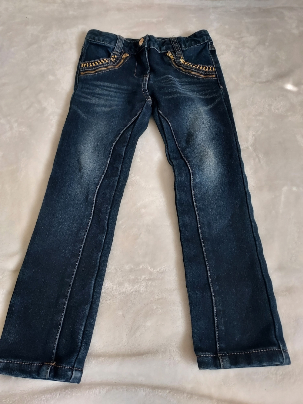 Girls' Dark Wash Sz 6X-7 Sparkle Bling Embellished Stretch Skinny Jeans School